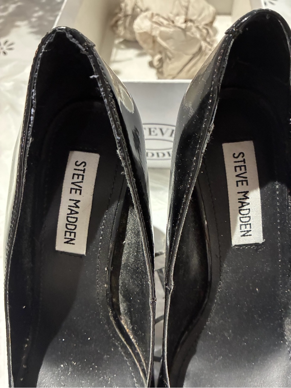Steve Madden Black Patent Heeled Pumps